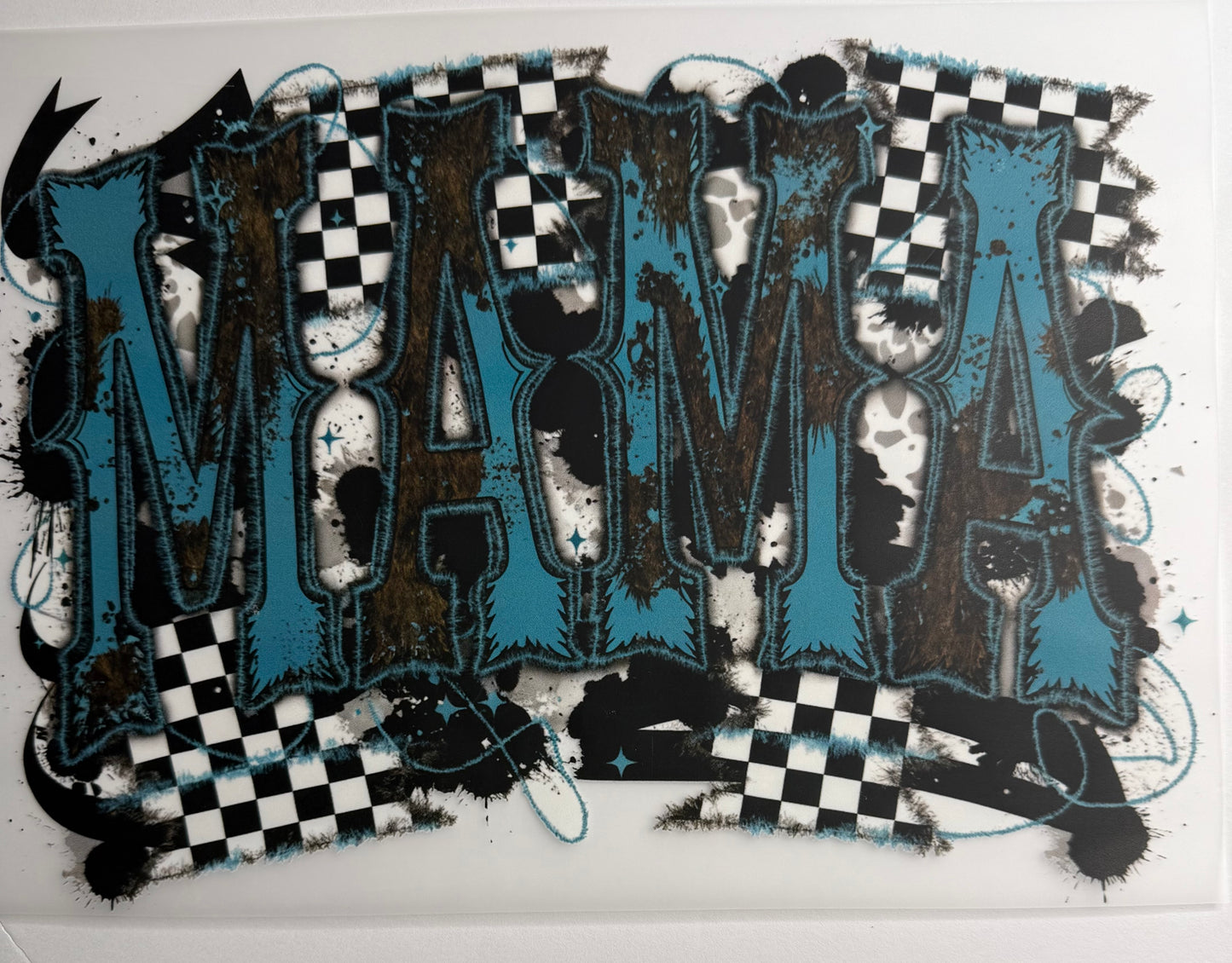 MAMA BLUE CHECKERED Transfer