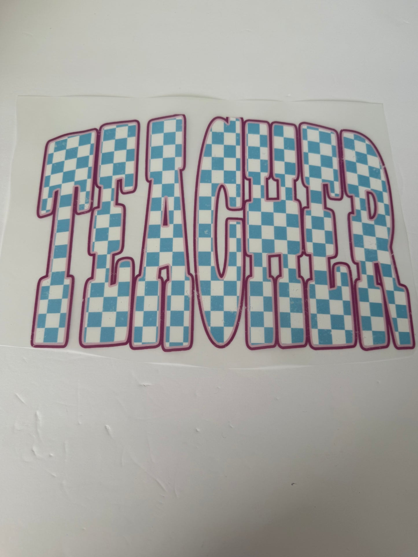 BLUE CHECKERED TEACHER Transfer